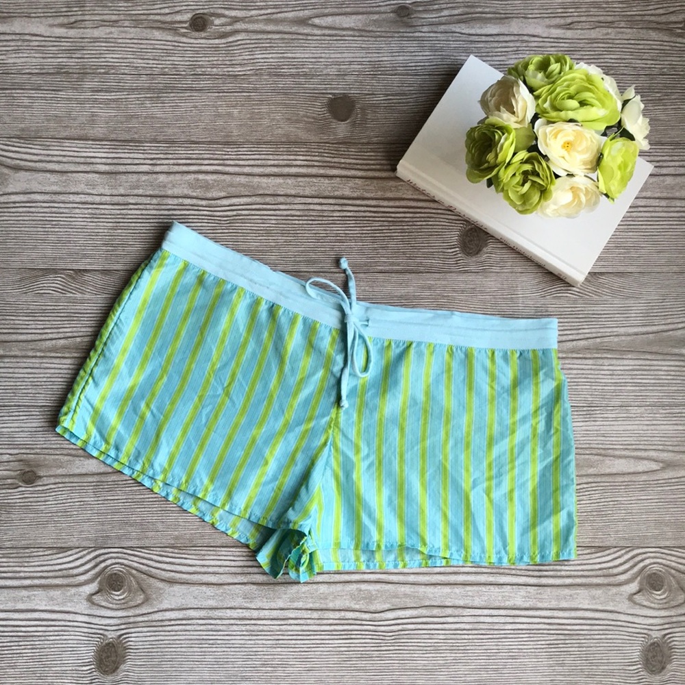 Victoria’s Secret Blue Green Striped Silk Shorts